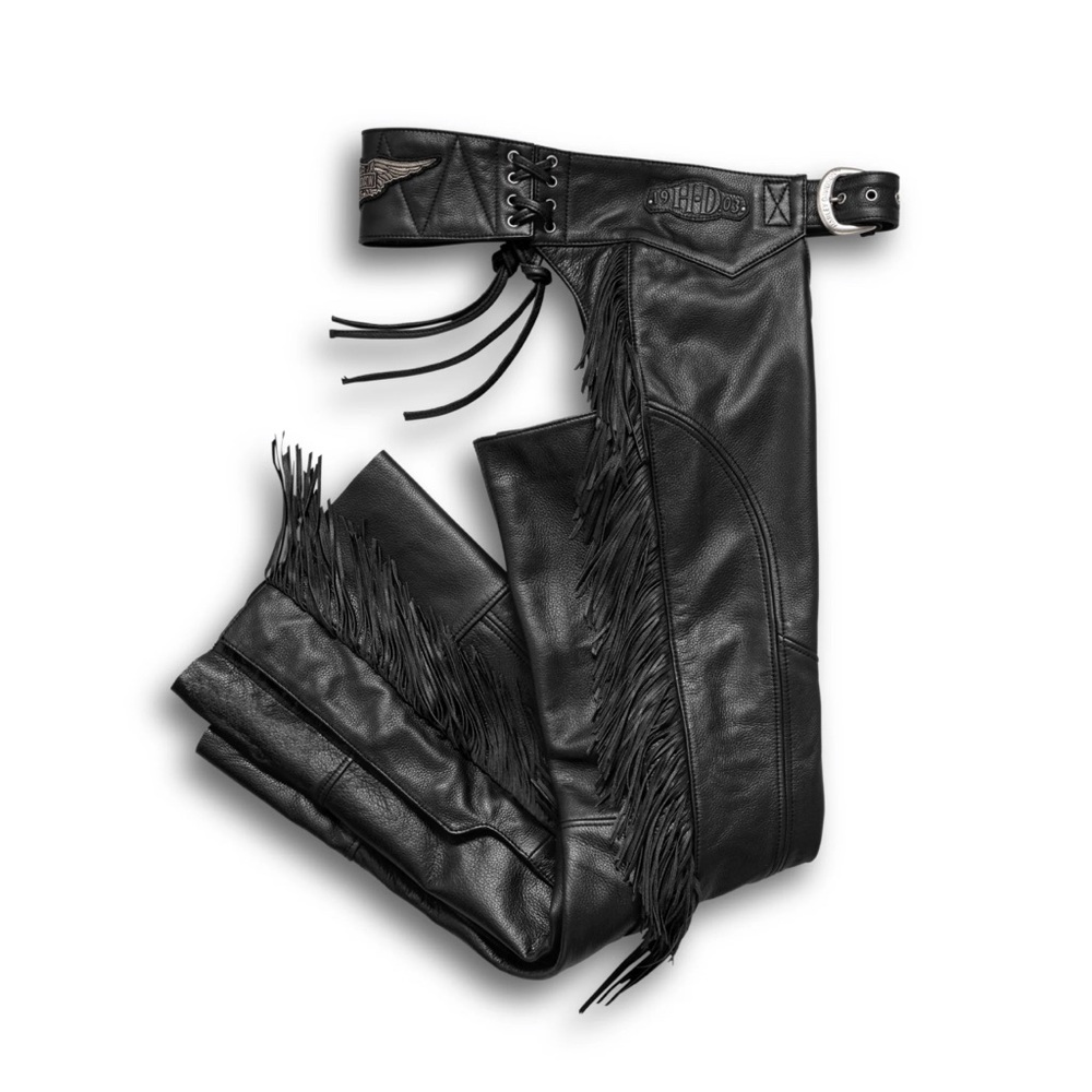 Harley Davidson Women’s size small fringe leather chaps- never worn, with tags